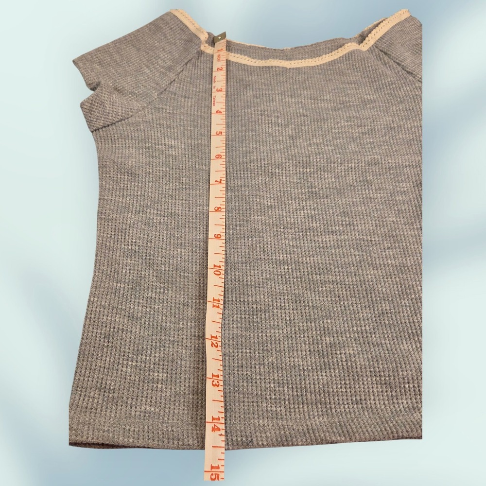 Art Class Kids Sz M (8)‎ Waffle Knit Tee With Lace Accents Cap Sleeves Gray NWT - Picture 5 of 7